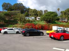 Lamborghini Superleggera, 2 Nissan GTRs, Ferrari F430, Lotus Elise, Infiniti G37