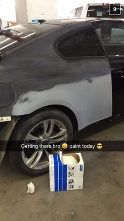 Vehicle had paint damage to the rear of the rocker panel and quarter panel. My friend works at a body shop and is in the process of reprinting it.