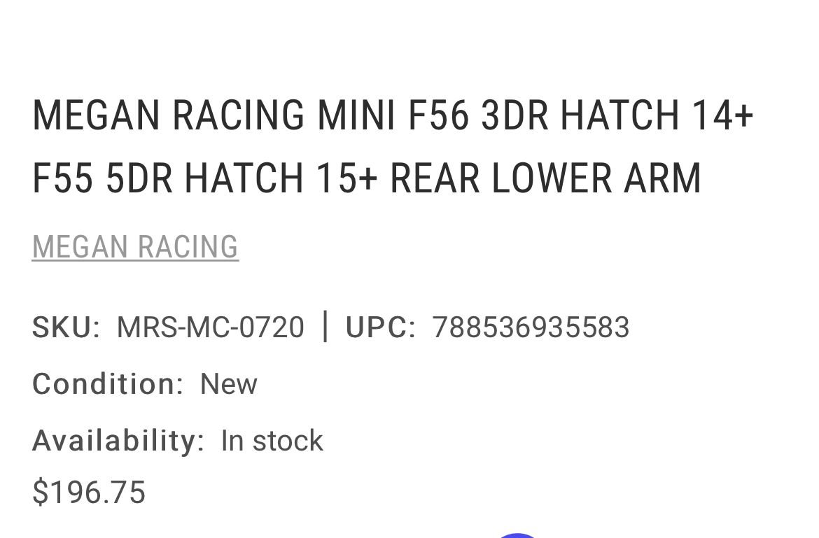 Steering/Suspension - Megan racing rear control arms  Upper and Lower - New - 2013 to 2020 Mini F56: Mini Hatch/Hardtop - Paramus, NJ 07652, United States