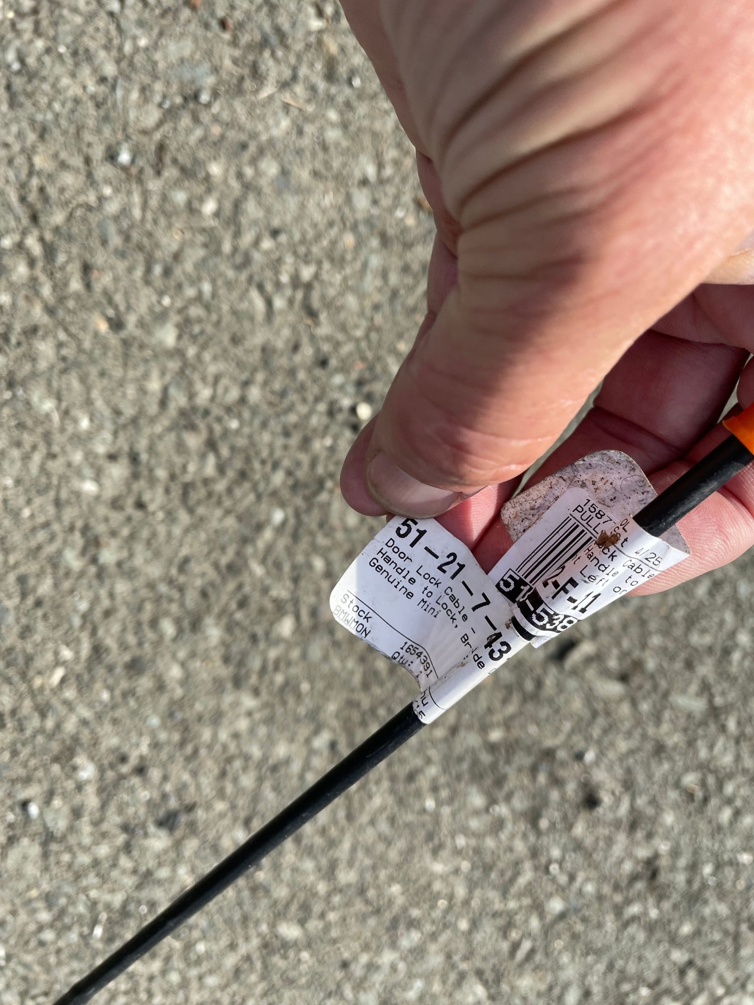 2002 Mini R53: "Mk I" Mini Cooper S - inside door lock cable - Accessories - $7 - Sebastopol, CA 95472, United States