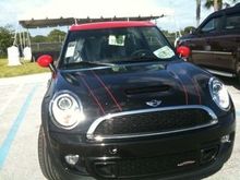 JCW red pinstripes bonnet