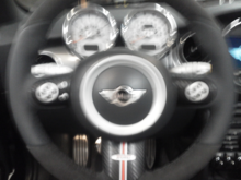 Alacantara steering wheel, carbon inserts with custom stripe accents