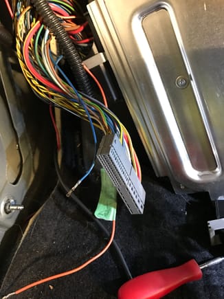 This is the wire you want to tap (parking lights).  Ideally I would have been able to tap into the dash lights and be able to dim the gauges, but no such luck (patience) locating that particular wire.
