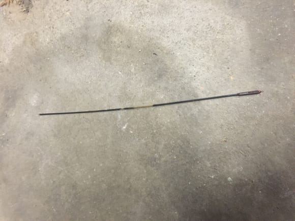 Short story, I service my mini at Ralph Schomp Mini in CO (power steering pump warranty). My dipstick was busted (i knew that) they said they could replace it and remove the broken one. I said sweet do it. Come to find out they just put a new one in, I pull this out of the dipstick tube during the tear down! Now if I could just save up for that Cravenspeed dip stick :o