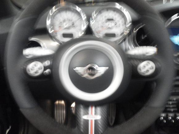 Alacantara steering wheel, carbon inserts with custom stripe accents