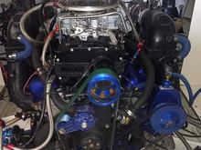 Mercruiser / Mercury Racing /B&M420, Holley 850 blower carbs,intake,pulleys,brackets,manifold,everything.Blower was rebuilt and tefloned by Blower Shop about a hundred hours ago,carbs were rebuilt and setup by Dan DiVinci three years ago at a cost of $900, have two pulleys,,stock and slightly smaller,stock is 10 rib but other pulley is 16 rib however works fine with stock 10 rib bottom pulley.Makes 5lbs of boost on a 547 bbc with BBX3 heads opened up to 200cc combustion chambers with stock pulle