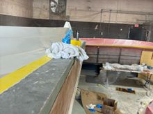 There is just enough space for walking up to the bow.