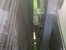 Transmission cooler turned around to make space for intercooler radiator.
