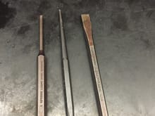 L-R roll pin punch, punch, and chisel