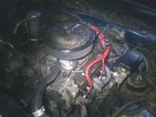 motor the night I bolted the headers on. the MSD box went in the next night.