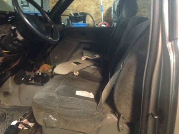 My truck started out as a base model LS with cloth manual split bench in lite titanium i think it was called, I had to replace the accumulator and heater core so I decided to go ahead and replace the entire entire interior and do all the mods i had been wanting to do.....