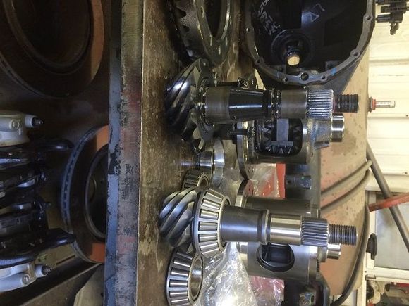 Comparison of the 12 bolt pinion  to the 14 bolt pinion. (they're the same size)