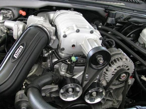 Magna Charger RADIX Intercooled Supercharger Kit, MP122HH Silver Satin Finish, 90mm Throttle Body With Dr. X Harness, 60 lb Injectors, Stock Pulley 3.4" On At This Time - Replacement Oil Takes 4oz. GM #12345982 Supercharger Oil.