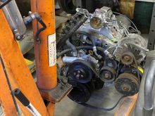 With the 3.8 turbo engine and transmission out of the way, I can get in there and weld the mounts ans steering shaft supports.