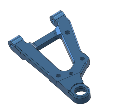 Plastic A-arm as with the h2e five - adapted to new interfaces. Inner hinge pin, outer ball joint.