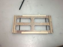 Underside of the tray:  Added reinforcements to the slatted sides and brackets to fit around and add gluing surface to the CF tubes.