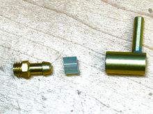 Hose barb, fuel tubing seal, fabricated slip on cup.