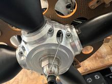 I drilled safety wire holes into one of the prop hub bolts and use it as the anchor for the main prop bolt safety wire.