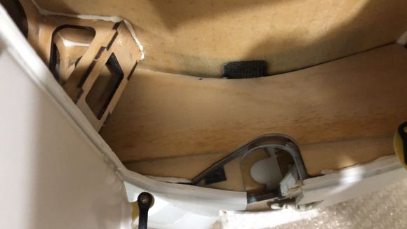 Rear birch doubler for retract area, hole for actuator is eliminated to offer a wider spar for  better distribution of loads reducing criticality of the original spar weak point