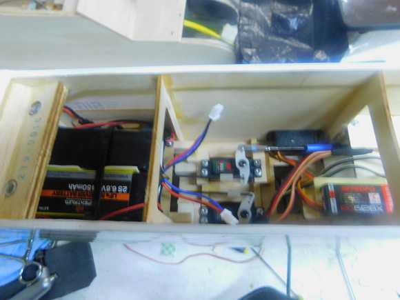 The green JR Propo works perfectly, the batteries are removeable with 4 screws in servo mount gromets.