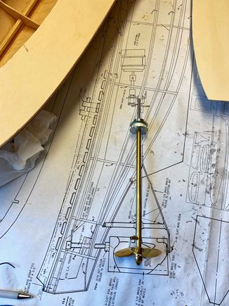 I will have to shorten the shaft, but everything is lining up just how I want it! I'm trying to keep all drive train elements behind bulkhead number 5.