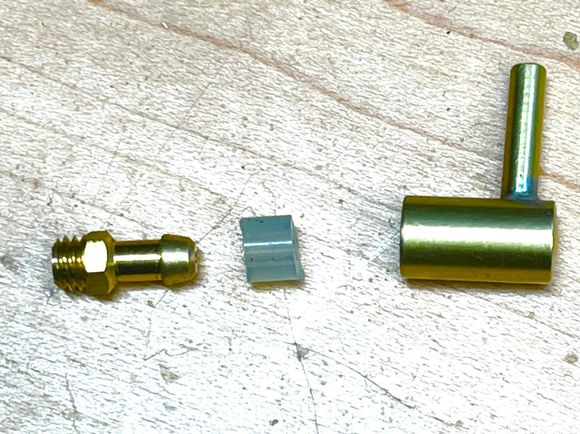 Hose barb, fuel tubing seal, fabricated slip on cup.