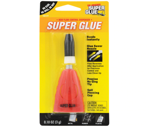 EZ to use and in an air tight screw on lid.  The clear nozzel allows you to see when the CA id coming down the tube for no waste, drips or spills into area you don't want to glue!!!
