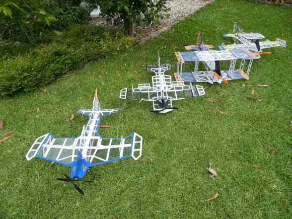 2 flights each, on tiny 2S/240-300 packs. 3-5min.  each session.