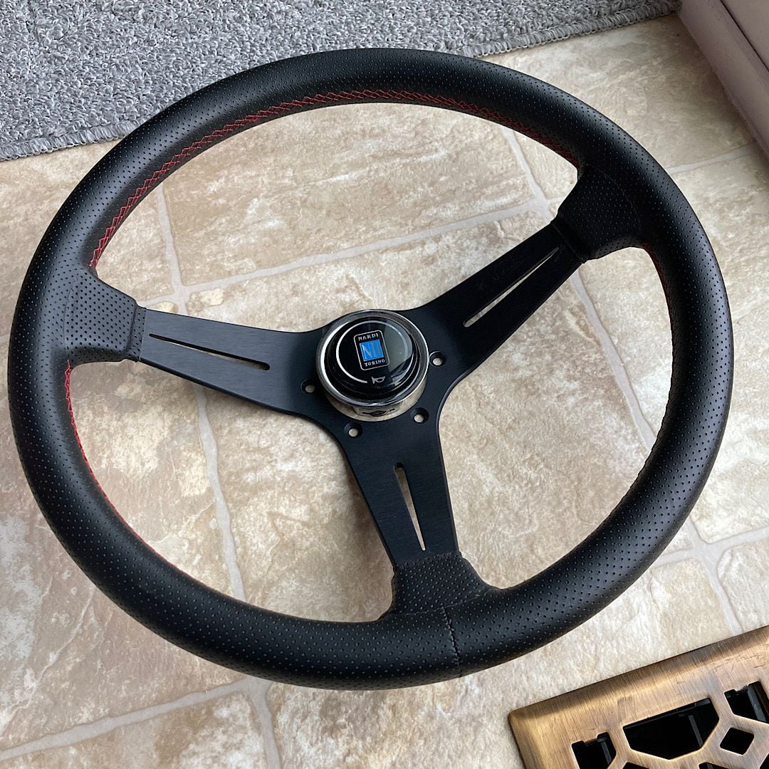 Steering/Suspension - Nardi Deep corn 350mm, black leather w/ red stitch - Used - All Years Any Make All Models - Olympoa, WA 98501, United States