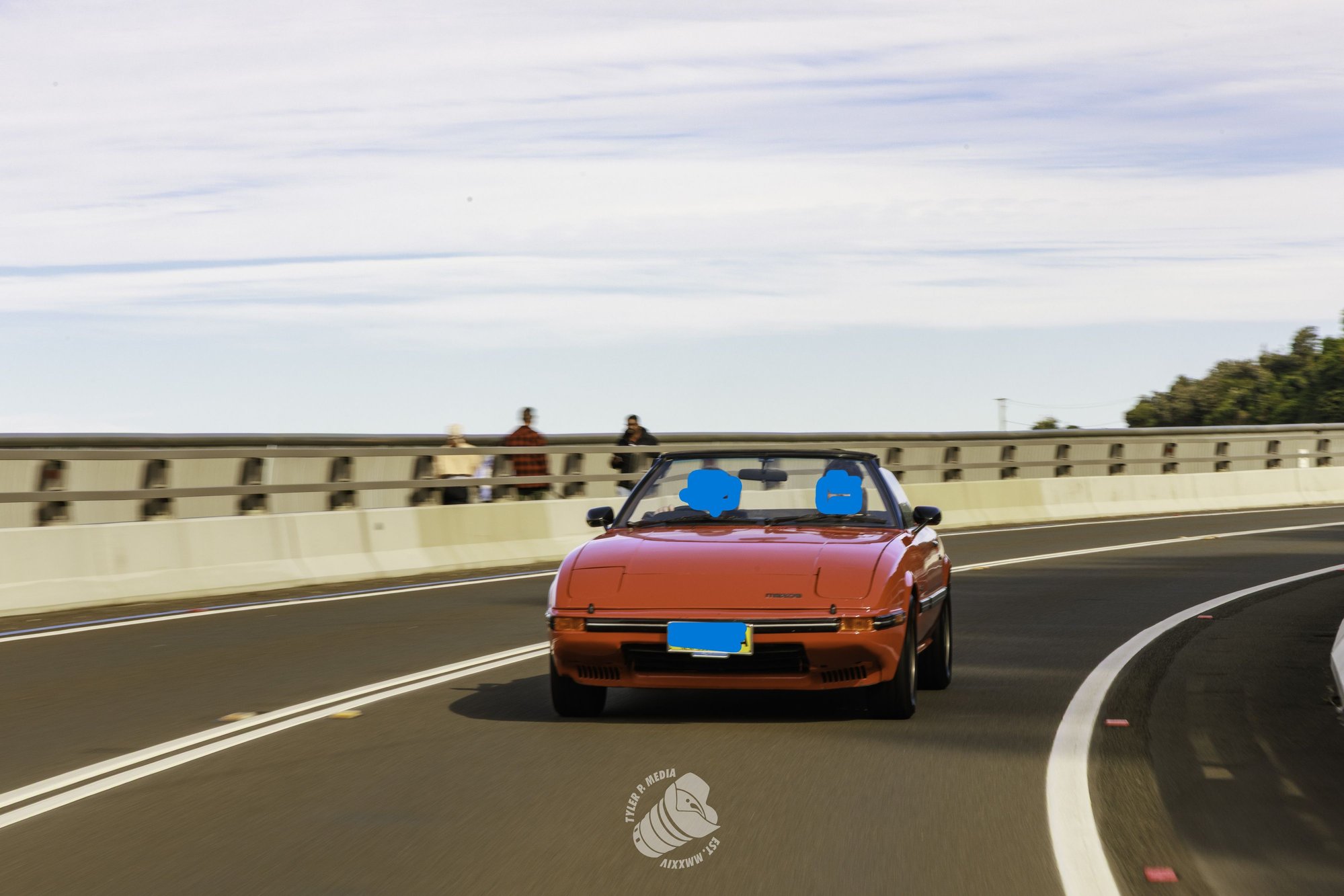 Heading north on the Sea Bridge with my two sons in the car.