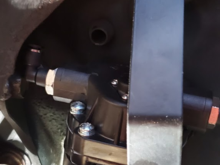 This is with the Subframe bolt in pump bracket. (just out of frame, but you can see where the 90 degree pump fitting makes contact with the bolt). 