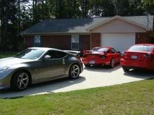 The House with the m'cars. 2009 Nissan 370Z Nismo edition, 1996 RHD FD LS2 V8, and the wife's car, 2009 Pontiac G8 GXP (6.2 LS3)