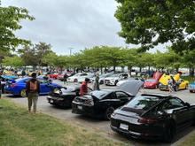 Half the cars had already cleared out by 10:00 am after police started issuing tickets for illegal parking. We need a bigger venue! People were excited about the Lambo (a Countach?) But actually they are fairly common around here.
