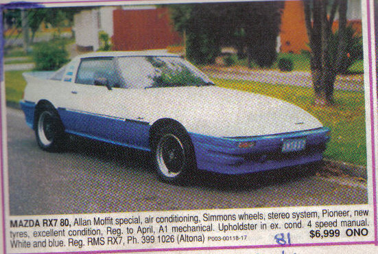 This is the blue/white variation of the Allan Moffat Special (AMS).  Not the front air dam has been changed.  The car was for sale!