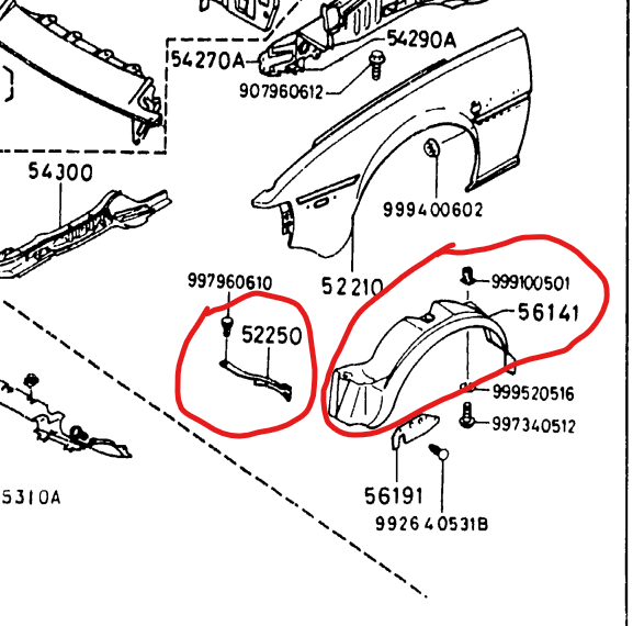 Exterior Body Parts - WTB 1985 FB LH Fender Stay and Liner - New or Used - 1981 to 1985 Mazda RX-7 - Knoxville, TN 37923, United States