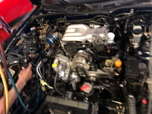 My new engine installed and trying To get the fans going and the ac reinstalled