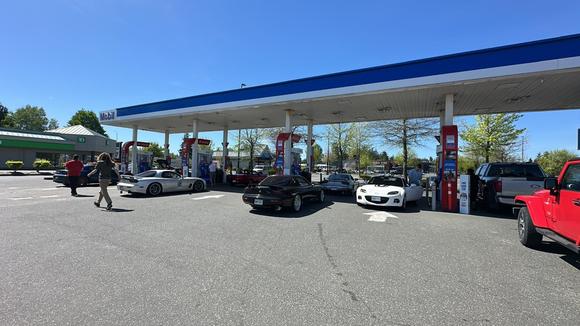 On the second day we had two more FD, an RX-8 and a white Miata NC hardtop join us. Gas was about C$220 per litre (think American quart)