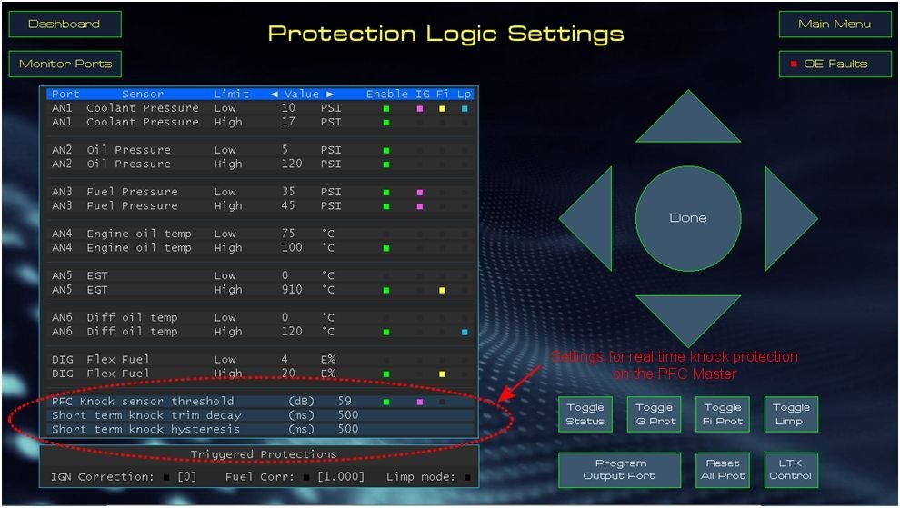 Real-time engine protections on the PFC Master