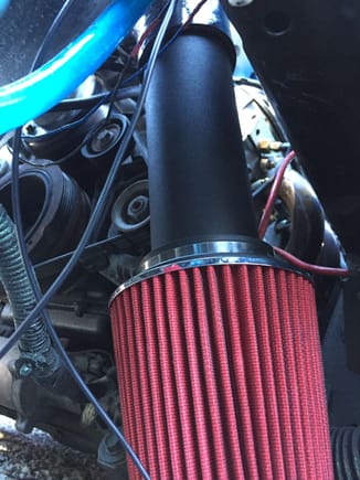 Get a 12" length 3.5" intake tube (Airraid or AEM), get a filter, and youre done! The filter sits right beside the rad support wall so there is absolutley no heat soak.