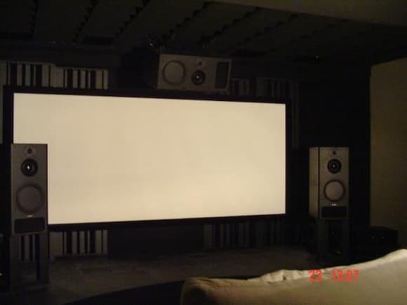 front wall with 10.5 foot wide screen