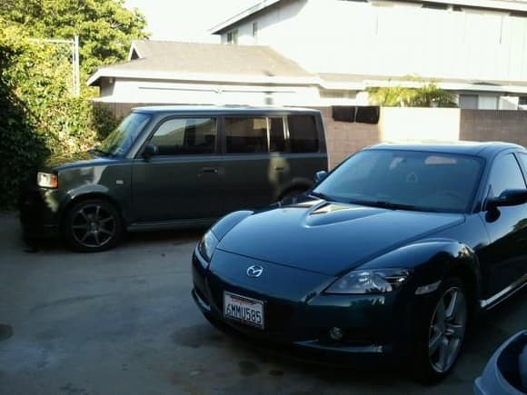My 8 and my friend's xB after a car wash :)