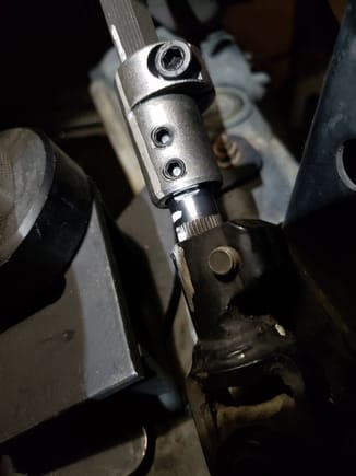 This steering adapter was not a direct bolt on. The extension shaft was cut to fit,