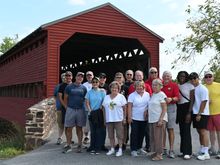 The group at Sachs covered bridge.  Thank goodness it was daylight or we would have had to watch out for ghosts.  Hey!  Where did Jerry come from?