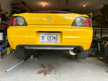 Muffler sits at an angle but I was able to get it pretty centered.