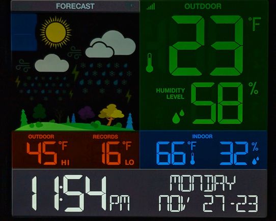 ^11-27-2023.  The day's range was 45* for a high to 16*F for a low.  It was 23*F at 11:54PM.