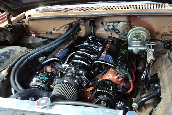 as seen here in the 60 Impala's engine bay.