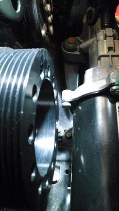 Supercharger drive pulley and steering rack mounting ear clearancing 2