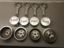 Cam pulleys , pistons , rods