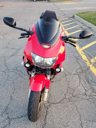 At least I can see around my girth with the ancient extenders and R1 mirrors upside down