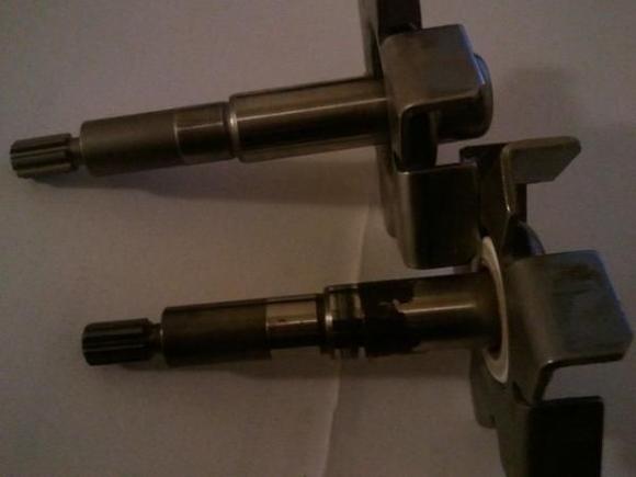 Here you can compare the new impeller, top, to the old one. The corrosion was caused by coolant getting past the mechanical seal.
